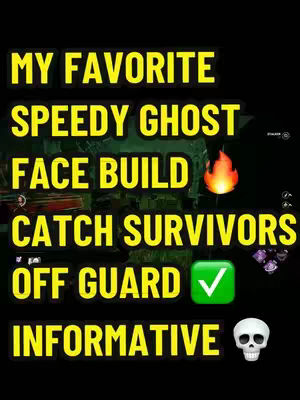 A black background with bright yellow text overlays. Key phrases such as 'MY FAVORITE SPEEDY GHOST FACE BUILD' are visible, and graphics like a fire and skull are also present. The overall layout is designed to capture attention with high-contrast lettering and visual cues.