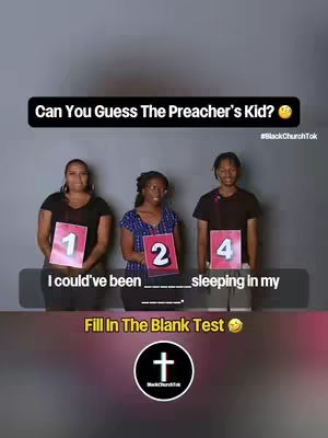 The cover image features three people of color, two women and one man, set against a grey background. Each person holds a pink card with a number on it (1, 2, and 4 respectively). Text overlays include a question in a black rectangle at the top, a fill-in-the-blank prompt beneath the people, and a logo with a cross at the bottom of the image.