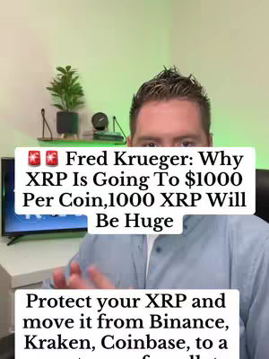 A man in front of a green-lit wall with text overlays describing cryptocurrency predictions.