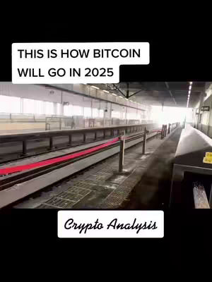 An image of a train station platform. A red barrier runs along part of the platform. There is text at the top that says, 'THIS IS HOW BITCOIN WILL GO IN 2025' and text at the bottom that says 'Crypto Analysis'.