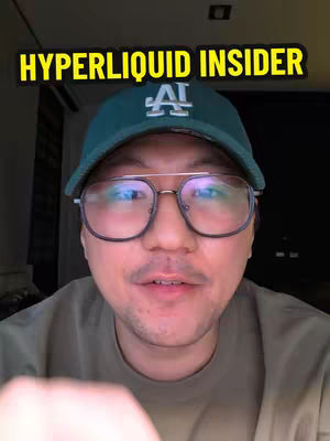 The cover image shows a man in a green baseball cap and glasses in a selfie-style shot. Overlayed text reads "HYPERLIQUID INSIDER". The background is a blurred room.