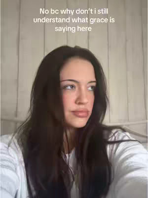 A young woman with long, dark hair and light skin is looking slightly off-camera with a concerned expression. The background appears to be a simple beige wall, and text overlays the image.