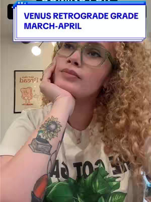The cover shows a young woman with curly blonde hair, wearing glasses, and a light-colored t-shirt; she gazes thoughtfully to the right. A prominent tattoo is visible on her left arm, and additional tattoos are on her right. The image is overlaid with a text box, and the background suggests an indoor setting.
