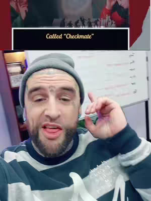 The cover image features a man with tattoos on his face, wearing a beanie and a striped sweater, with his chin resting on his right hand and the index finger of his left hand pointing up. In the background, there's a graphic that says "Called Checkmate" within a black rectangle, and another image of a chess board. The lighting seems to be from the fluorescent lights of the room.