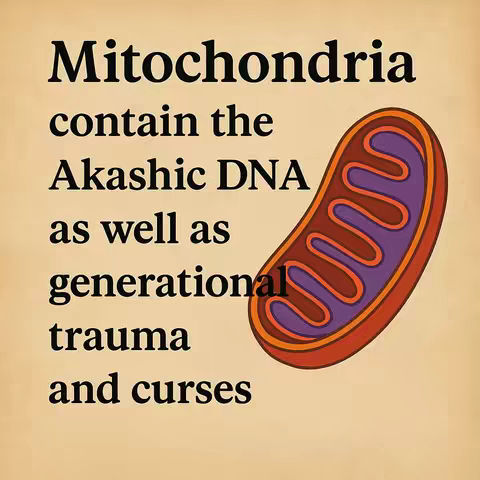 A stylized image on a tan background features a large, cartoon-like illustration of a mitochondria to the right. The mitochondria is red on the outside, with a purple interior. To the right of the mitochondria is text in black font. The image has a vintage or aged paper appearance.