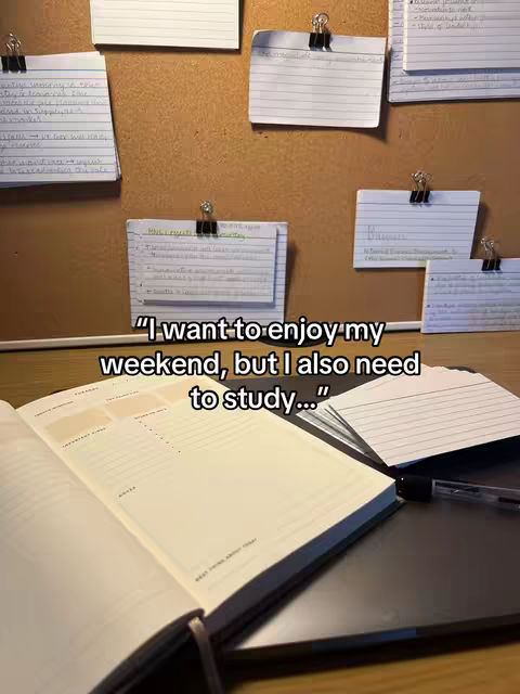 The cover image shows an open notebook or planner with an organized layout, and some sticky notes on a cork board, with text overlayed at the bottom.