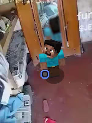 The cover image shows a figure resembling the character Steve from Minecraft, in a room with a red floor. The Steve figure appears to be in an inquisitive pose.