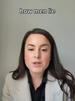 A woman with long dark hair and a cream-colored blazer looks towards the camera, with text overlaid at the top.