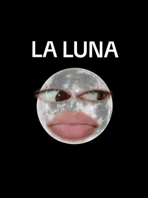 The cover image is a stylized graphic with a black background. In the center, a large, somewhat textured white circle represents the moon. The moon has been given a face with brown eyes looking off to the side and pink lips. Above the moon, the text 'LA LUNA' is written in white, sans-serif letters.