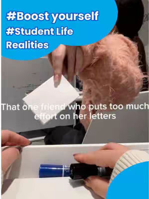 The cover image shows a person holding a white paper in their left hand and a pen in the right, next to a white rectangular container; the image is topped with a blue bubble with white writing. The background appears to be an interior setting, likely a study or home office. The layout emphasizes hands holding a paper and writing instrument, and a blue shape highlighting text.