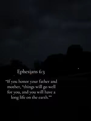 A vertical image with a dark, cloudy sky background transitioning to a silhouetted, mountain-like shape at the bottom. The central focus is on the text in the center, which includes a Bible verse reference and quote.