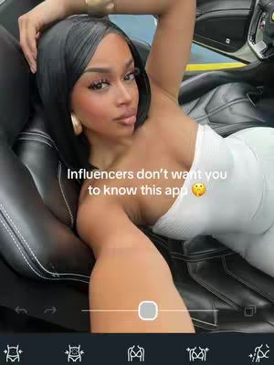 A woman in a white dress is reclining on a car seat. The image is a selfie with text overlay.