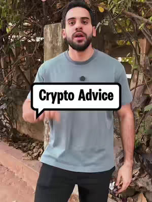 The cover image features a man in a gray t-shirt standing outdoors against a backdrop of greenery. Overlayed on the image is a speech bubble with the words 'Crypto Advice' in a bold, white font, making it the focal point.