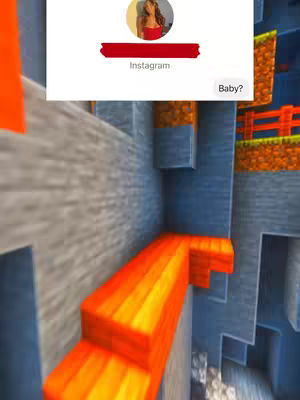 The image shows a Minecraft-style video game scene with a layered composition. The background depicts a textured gray and blue interior with structural elements resembling blocks and architectural designs. A section of the scene is highlighted by blocks of warm orange-yellow timber, creating contrast. Overlaid on the top left, is a circular avatar, likely the creator’s profile picture set on white background with text. Below a red decorative bar, a white background text box contains more text.