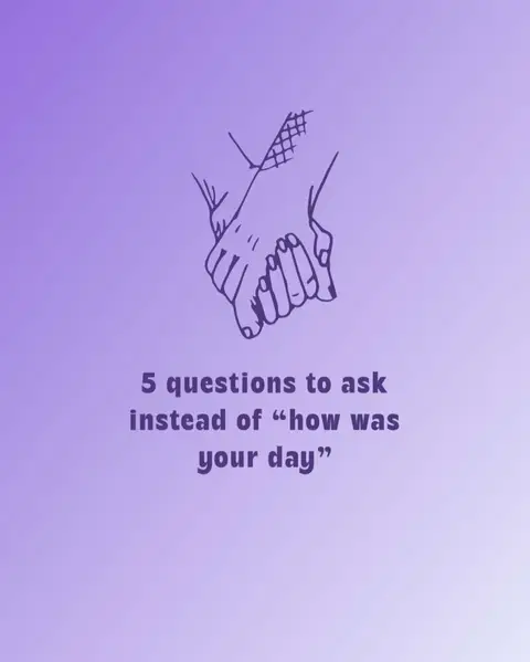 The image features a gradient purple background with two hands clasped together in a line-drawing style. Below the hands is text in a simple, readable font.