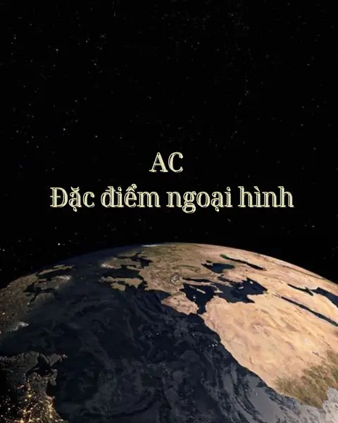 The cover image shows planet earth from space with a layer of text overlayed. The planet is in the lower half of the image and the top half has a dark background with stars. The text overlay says 'AC', followed by 'Đặc điểm ngoại hình'.