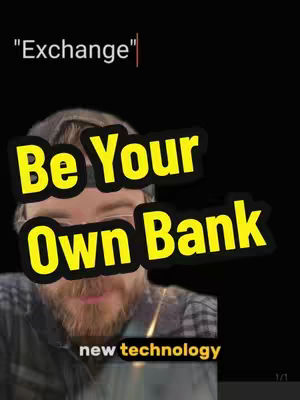 The cover image features a man with a beard and glasses against a black background. Text overlays in yellow say 'Be Your Own Bank' and '