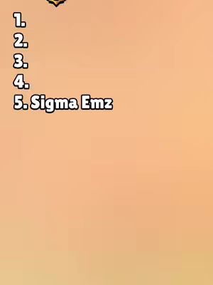 The cover image features a list with numbers 1-5 and the text "Sigma Emz". The background is a gradient of orange and yellow colors. A trophy icon is in the top left.