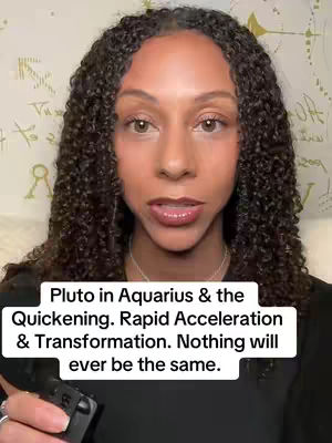 A woman with long, curly dark hair faces the camera directly. She is wearing a black top and a silver necklace. The background has a light yellow tint with vague, handwritten words. The image is well-lit and focused on the woman's face, with text overlayed in a white rectangle.