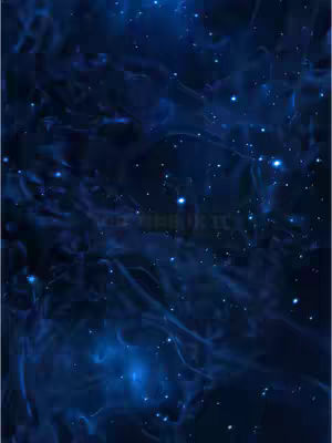A dark, vertical image with an abstract starry design. The background is a deep blue, and the image is filled with swirling, nebulous shapes and scattered, glowing white stars, creating a cosmic effect.