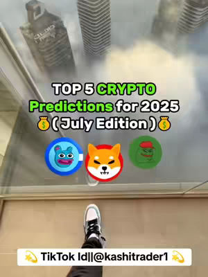 The cover image shows a view from a high building, maybe a skyscraper, with a person's feet and legs in the foreground. There are three cryptocurrency coin logos in the middle of the image. Text overlays.