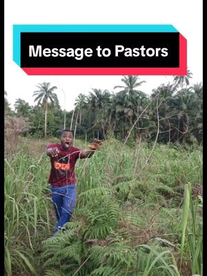 A man stands outdoors, surrounded by tall grass and foliage, with a vibrant background of green trees and palm trees. A rectangular banner at the top displays text.