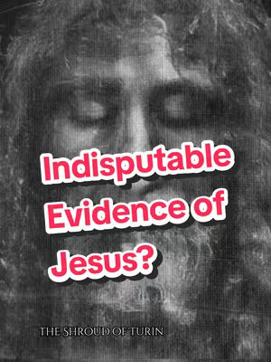 The cover image shows a grayscale image of what appears to be a face of a man, perhaps the image of Jesus on the Shroud of Turin. Overlaid on the image is a text in a bold pink font with a white outline that reads "Indisputable Evidence of Jesus?" above, and near the bottom is "THE SHROUD OF TURIN".