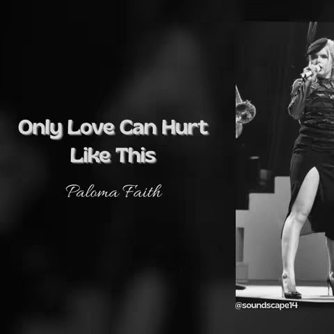 A black and white image featuring a spotlight on a female singer performing on stage. To the left side of the frame is the text with the song title and the performer's name. The singer, is on the right, wearing a dark outfit and holding a microphone, one leg bent, and high-heeled shoes are visible.