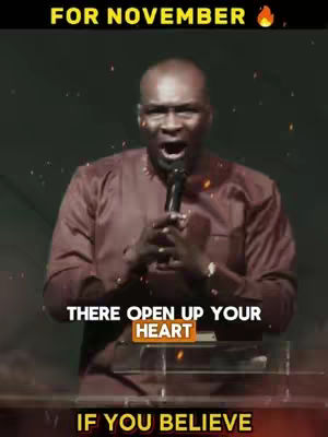 A man with short hair stands at a podium, holding a microphone and speaking with his mouth open. The image has overlaid text in the upper and lower portions, and the background is a blurred dark setting.