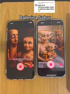 The cover image shows two smartphones side-by-side displaying cartoon images. The left phone shows a cartoon person, and on the right phone, there is another cartoon person. Overlaid text mentions 'Ballerina Sahur' and other details.