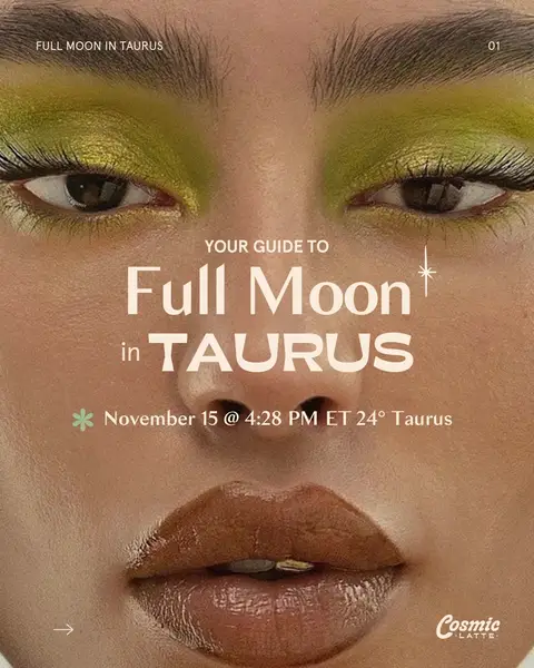 Close-up of a person's face with bright green eyeshadow and glossy lips. Text overlays provide guide information.