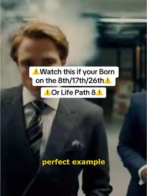 The cover image shows a man in a suit in a slightly blurred setting with overlaid text in white and yellow boxes. The text includes a call to action for people born on certain dates or with a specific life path in numerology.