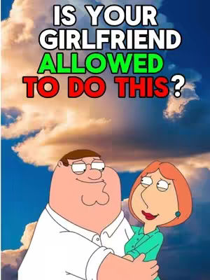 The cover image features Peter and Lois Griffin from the animated TV show Family Guy. They are depicted as cartoon characters, embracing against a backdrop of a cloudy sky. Above the couple, bold text on a white background asks a question.