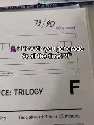 The image shows a portion of a graded exam paper. The top-left corner displays a score of 79/90, with "very good" handwritten next to it. The rest of the image shows the exam questions and the time allowed.