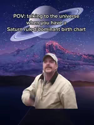 The cover image features a man wearing a baseball cap looking towards the viewer. Behind him is a purple night sky with mountains, and above him is an image of Saturn. Text overlays the image.