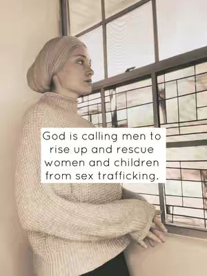 A woman is shown in profile from the chest up, gazing towards the left, with a neutral expression. She wears a beige turtleneck sweater, and a light-colored head covering. She stands near a window with dark-framed panes. A white text box overlays on the image.