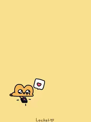 The image presents a flat, cartoon-style illustration on a solid, pale yellow background. The central focus is a small, anthropomorphic creature with a rounded head, large eyes, and a brown body. A small smartphone with a blank screen is depicted emerging from below its body. Above the creature, a square speech bubble contains a heart symbol. The word "Locket♥" appears at the bottom of the image. The overall composition is simple and uses a limited color palette, creating a cute and friendly vibe.