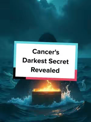 A digitally created scene depicting a treasure chest with a bright light emanating from it, set amidst a stormy ocean with a dark, silhouetted figure in the background and a text overlay.