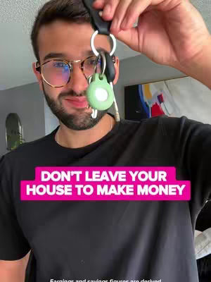A man with a beard and glasses holds up a set of keys, with a key tag in the foreground. The photo contains a text overlay.