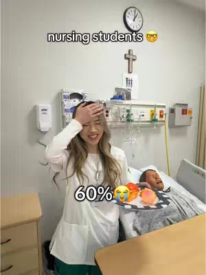 The cover image features a healthcare setting. A young woman with long light brown hair wearing a white medical coat is looking at the camera with a hand on her forehead looking distraught. In front of her is a tray holding emoji shaped images. A text overlay reads 60%. A bed with a patient is in the background.