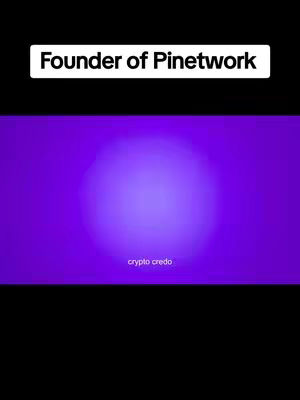 The cover image features a solid purple background with a white rectangle at the top containing the text "Founder of Pinetwork." In the center, a lighter purple gradient circle shines, and at the bottom, the text "crypto credo" is written in a small font.