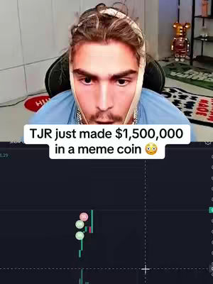 The cover image features a young man in a close-up shot, with a white text box overlay at the bottom. He's wearing a light blue shirt and a white bandage-like wrap around his head, focusing primarily on his face. A display of a financial chart takes up the lower half of the screen.