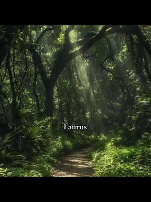 A lush green forest scene with a sunlight path leading into the distance. Text saying 'Taurus' in the bottom middle.