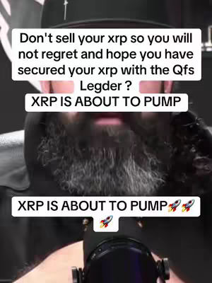 Cover image features a close-up of a bearded man with text overlays and a microphone. The man wears a black hat. The text overlays on the image inform about XRP and its future value.