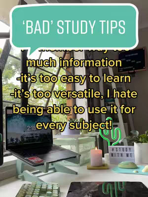 The image is a well-lit interior shot of a workspace, likely a desk or window sill, featuring a laptop, a lit candle, and a glowing sign. The main visual element is a computer displayed on its stand, which is placed in front of a window. The laptop's screen displays a picturesque background. A speech bubble, containing the text of the hook, is overlaid on the upper portion of the image.