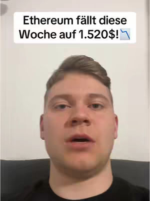 A man with short brown hair looks directly at the camera. The top left of the frame has a white rectangle with text and a downward-pointing arrow indicating a price drop. The background is a plain white wall.