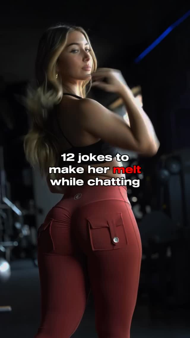 The cover image features a woman wearing dark red leggings standing in a gym, slightly turned with her back to the camera. The background includes gym equipment such as a weight lifting bar. Text overlays appear above the woman, indicating a title for the content.