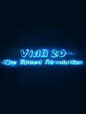 The image is a simple graphic with a dark blue background. Centered, in a bright, neon-blue style, are the words "Vidu 2.0" stacked over "-The Speed Revolution". The text is outlined with a glowing effect, suggesting a futuristic or high-tech theme.