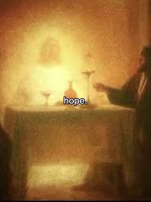 An artistic, sepia-toned image depicting a biblical scene. Jesus, or a figure representing him, is bathed in a bright, ethereal light and is sitting in front of a table with glasses and a vial on it. Another figure in the frame reaches for something, offering it towards Jesus, enhancing the sense of interaction and offering. The overall tone is reverent and solemn.
