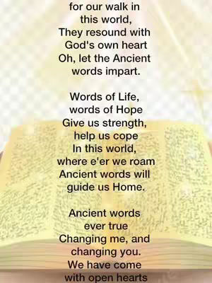 The cover image features an open book with text, likely lyrics from a hymn. The text in the book is the primary visual element. The background is a gradient, transitioning from a light color to a slightly darker tone at the base. The layout is simple, focusing on the text. The overall composition is calm and intended to highlight the words.